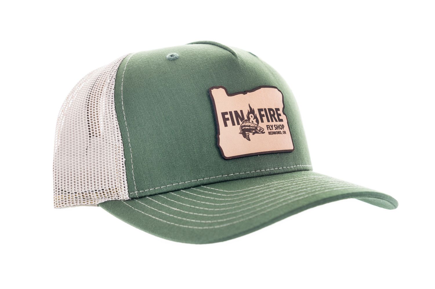 Fin & Fire Logo Hat: Army Olive/Tan