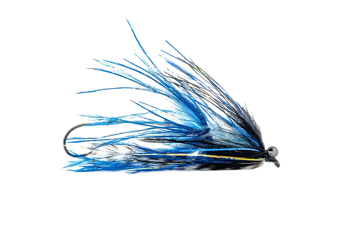 Aqua Flies Stu's Barred Ostrich Intruder -Blue / Black (3-Pack)