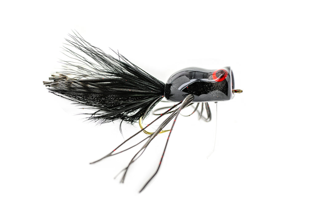 black frog fishing lure Reaction Tackle 2.25" Hollow Body Frogs with Swimming Legs (2-Pack) Green Tree #20 Available in both standard and popping models. Rainy's Pot Belly Frog -