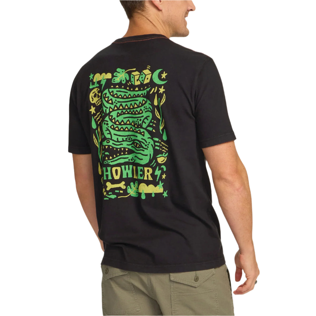 Howler Brothers Cotton Pocket T-Shirt - Slithering Gators : Black