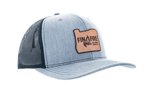 Fin & Fire Logo Hat: Heather Grey/ Black - Fin & Fire Fly Shop
