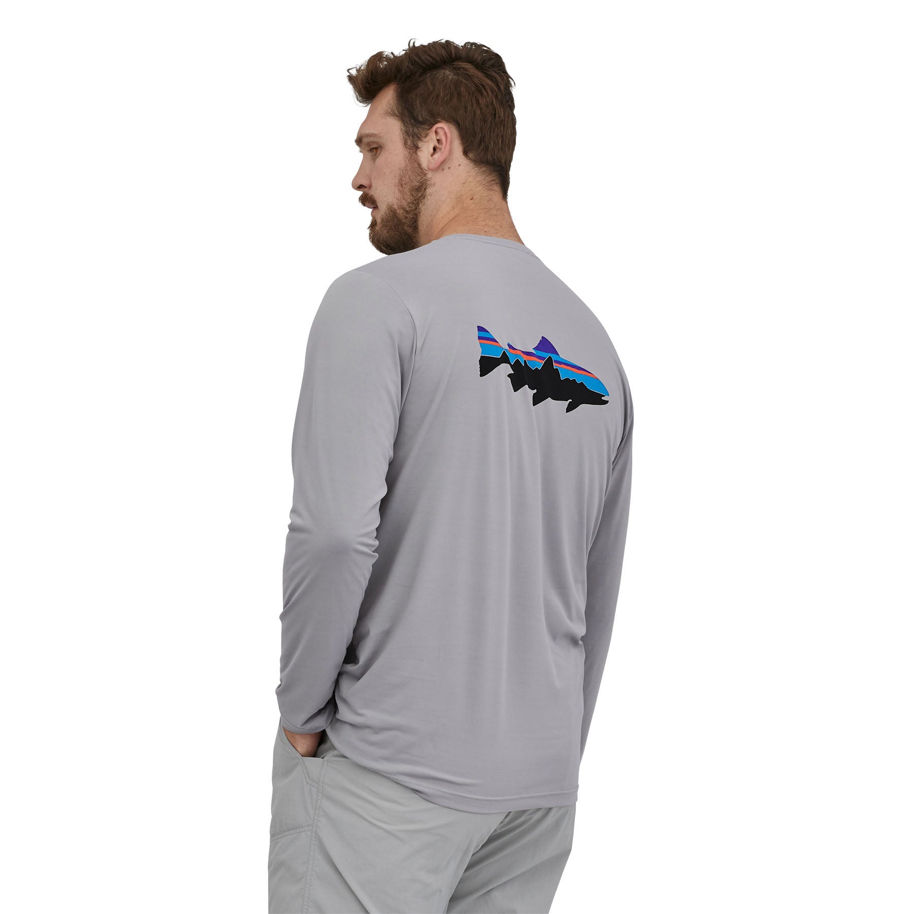 Patagonia M's L/S Capilene Cool Daily Fish Graphic Shirt - Fin